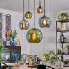 Koyoto Hanglamp, Kogellampje, Hanglamp Blauw, Chroom, Groen, Koperkleurig, Rookkleurig, 5-lichts