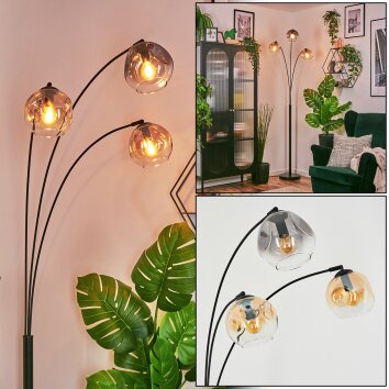 Ripoll Kogellampje, Staande lamp Amber, Duidelijk, Rookkleurig, 3-lichts