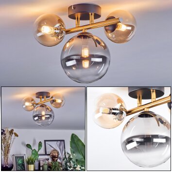 Chehalis Plafondlamp, Kogellampje Goud, Zwart, 3-lichts