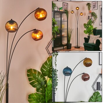 Koyoto Kogellampje, Staande lamp Blauw, Goud, Koperkleurig, 3-lichts