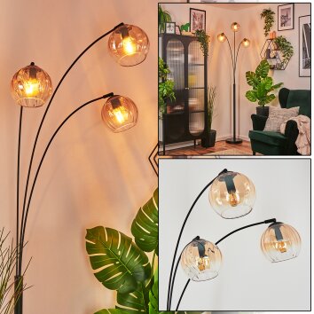 Koyoto Kogellampje, Staande lamp Amber, Duidelijk, 3-lichts