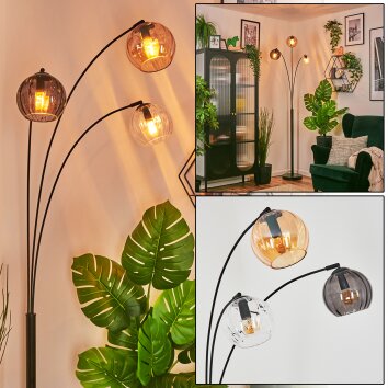 Koyoto Kogellampje, Staande lamp Amber, Duidelijk, Rookkleurig, 3-lichts