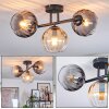 Koyoto Plafondlamp, Kogellampje Amber, Duidelijk, Rookkleurig, 3-lichts
