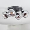 Koyoto Plafondlamp, Kogellampje Chroom, Duidelijk, Rookkleurig, 4-lichts