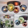 Koyoto Plafondlamp, Kogellampje Blauw, Groen, Koperkleurig, 4-lichts