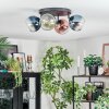 Koyoto Plafondlamp, Kogellampje Blauw, Groen, Duidelijk, Koperkleurig, 4-lichts