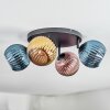 Koyoto Plafondlamp, Kogellampje Blauw, Goud, Koperkleurig, 4-lichts