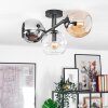 Koyoto Plafondlamp, Kogellampje Amber, Chroom, Duidelijk, Rookkleurig, 3-lichts