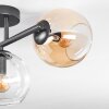 Koyoto Plafondlamp, Kogellampje Amber, Chroom, Duidelijk, Rookkleurig, 3-lichts