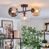 Koyoto Plafondlamp, Kogellampje Amber, Chroom, Duidelijk, Rookkleurig, 3-lichts