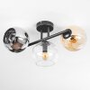 Koyoto Plafondlamp, Kogellampje Amber, Chroom, Duidelijk, Rookkleurig, 3-lichts
