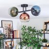 Koyoto Plafondlamp, Kogellampje Blauw, Groen, Duidelijk, Koperkleurig, 3-lichts