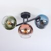 Koyoto Plafondlamp, Kogellampje Blauw, Groen, Duidelijk, Koperkleurig, 3-lichts