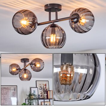 Koyoto Plafondlamp, Kogellampje Rookkleurig, 3-lichts