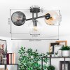 Koyoto Plafondlamp, Kogellampje Amber, Duidelijk, Rookkleurig, 3-lichts