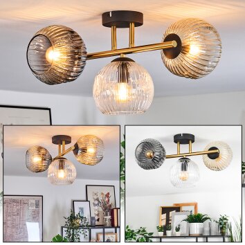 Ripoll Plafondlamp, Kogellampje Goud, Zwart, 3-lichts