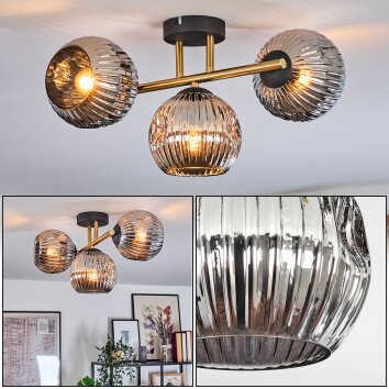 Ripoll Plafondlamp, Kogellampje Goud, Zwart, 3-lichts