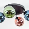 Gastor Plafondlamp, Kogellampje Blauw, Groen, Koperkleurig, 4-lichts