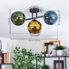 Koyoto Plafondlamp, Kogellampje Blauw, Goud, Groen, 3-lichts