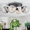 Koyoto Plafondlamp, Kogellampje Amber, Duidelijk, Rookkleurig, 4-lichts