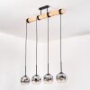Ripoll Hanglamp, Kogellampje, Hanglamp Natuurlijke kleuren, Zwart, 4-lichts