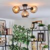 Ripoll Plafondlamp, Kogellampje Amber, Rookkleurig, 3-lichts