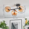 Koyoto Plafondlamp, Kogellampje Amber, 3-lichts