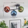 Koyoto Plafondlamp, Kogellampje Blauw, Groen, Koperkleurig, 3-lichts