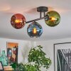 Koyoto Plafondlamp, Kogellampje Blauw, Groen, Koperkleurig, 3-lichts