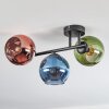 Koyoto Plafondlamp, Kogellampje Blauw, Groen, Koperkleurig, 3-lichts