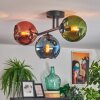 Koyoto Plafondlamp, Kogellampje Blauw, Groen, Koperkleurig, 3-lichts