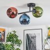 Koyoto Plafondlamp, Kogellampje Blauw, Groen, Koperkleurig, 3-lichts