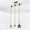 Koyoto Hanglamp, Kogellampje, Hanglamp Natuurlijke kleuren, Zwart, 3-lichts