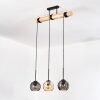 Koyoto Hanglamp, Kogellampje, Hanglamp Natuurlijke kleuren, Zwart, 3-lichts