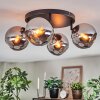 Koyoto Plafondlamp, Kogellampje Chroom, Rookkleurig, 4-lichts