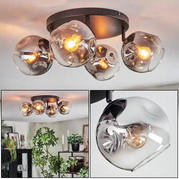 Ripoll Plafondlamp, Kogellampje Amber, Duidelijk, 4-lichts