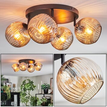 Ripoll Plafondlamp, Kogellampje Amber, 4-lichts