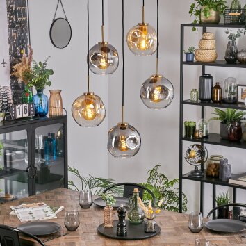 Ripoll Hanglamp, Kogellampje, Hanglamp Goud, Zwart, 5-lichts