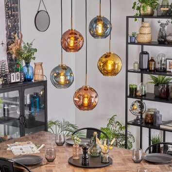 Ripoll Hanglamp, Kogellampje, Hanglamp Goud, Zwart, 5-lichts