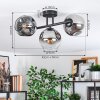 Ripoll Plafondlamp, Kogellampje Chroom, Duidelijk, Rookkleurig, 3-lichts