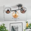 Gastor Plafondlamp, Kogellampje Amber, Rookkleurig, 3-lichts