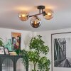 Gastor Plafondlamp, Kogellampje Amber, Rookkleurig, 3-lichts