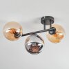 Gastor Plafondlamp, Kogellampje Amber, Rookkleurig, 3-lichts