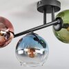 Koyoto Plafondlamp, Kogellampje Blauw, Groen, Duidelijk, Koperkleurig, 3-lichts