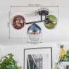 Koyoto Plafondlamp, Kogellampje Blauw, Groen, Duidelijk, Koperkleurig, 3-lichts