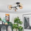 Koyoto Plafondlamp, Kogellampje Amber, Duidelijk, Rookkleurig, 3-lichts