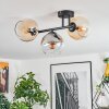 Koyoto Plafondlamp, Kogellampje Amber, Duidelijk, Rookkleurig, 3-lichts