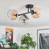 Koyoto Plafondlamp, Kogellampje Amber, Duidelijk, Rookkleurig, 3-lichts