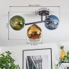 Koyoto Plafondlamp, Kogellampje Blauw, Goud, Groen, 3-lichts
