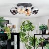 Koyoto Plafondlamp, Kogellampje Amber, Chroom, Rookkleurig, 4-lichts
